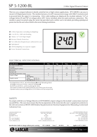 Thumbnail of document Data Sheet - SP 5-1200-BL LCD Voltmeter